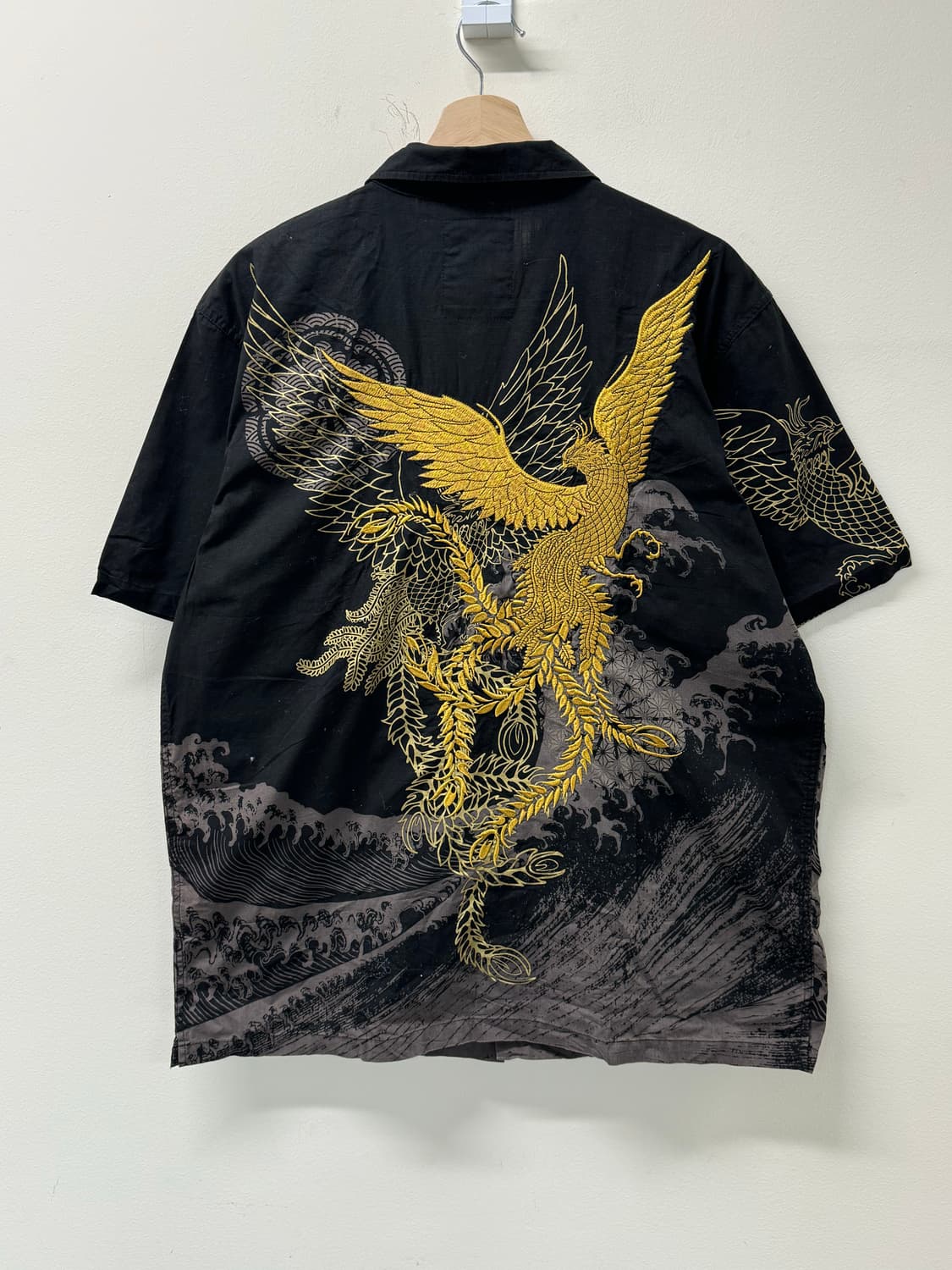 JPN 마사유 오리엔탈 봉황 자수 반팔 셔츠  상품이미지2