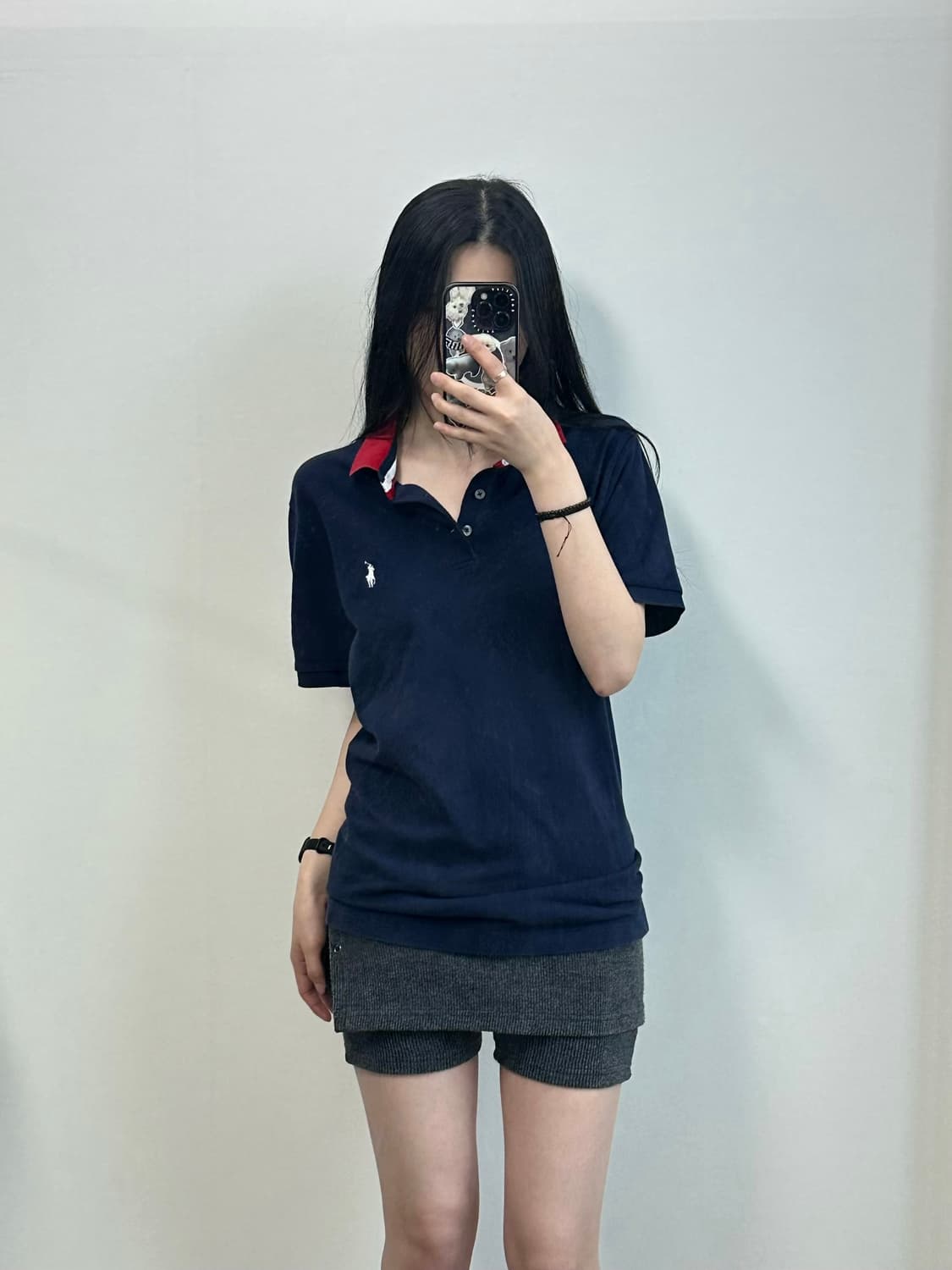 폴로 랄프로렌 자수로고 네이비 반팔 피케 카라 티셔츠 상품이미지1