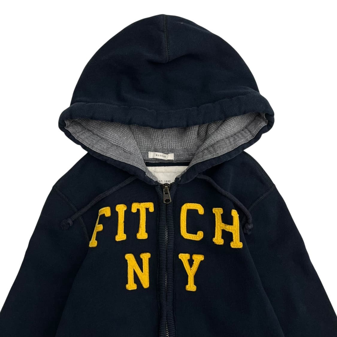 아베크롬비 옐로우 센터로고 네이비 후드집업 M 상품이미지4