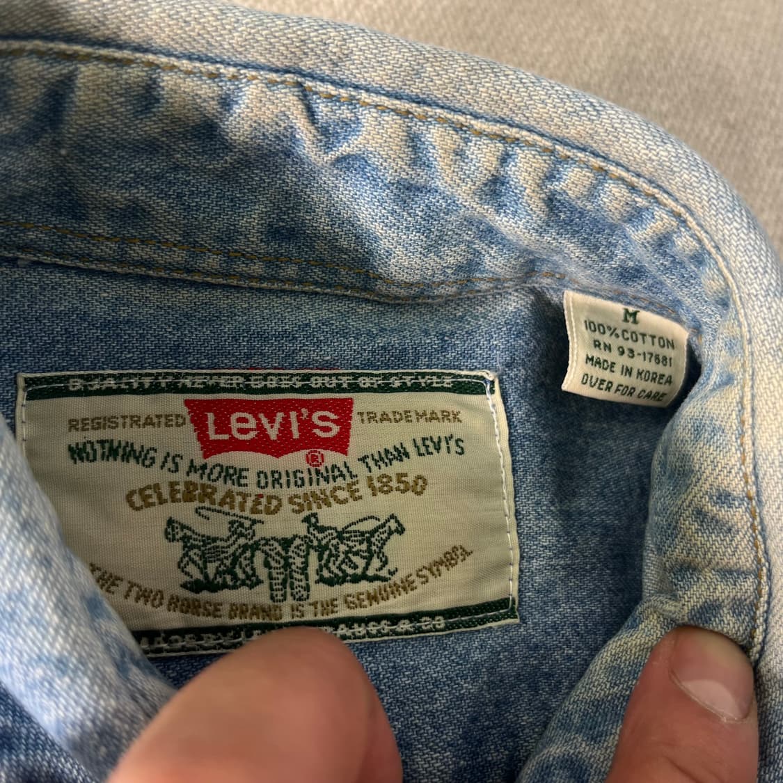 100 리바이스 90s 오렌지탭 투포켓 데님 셔츠 상품이미지4