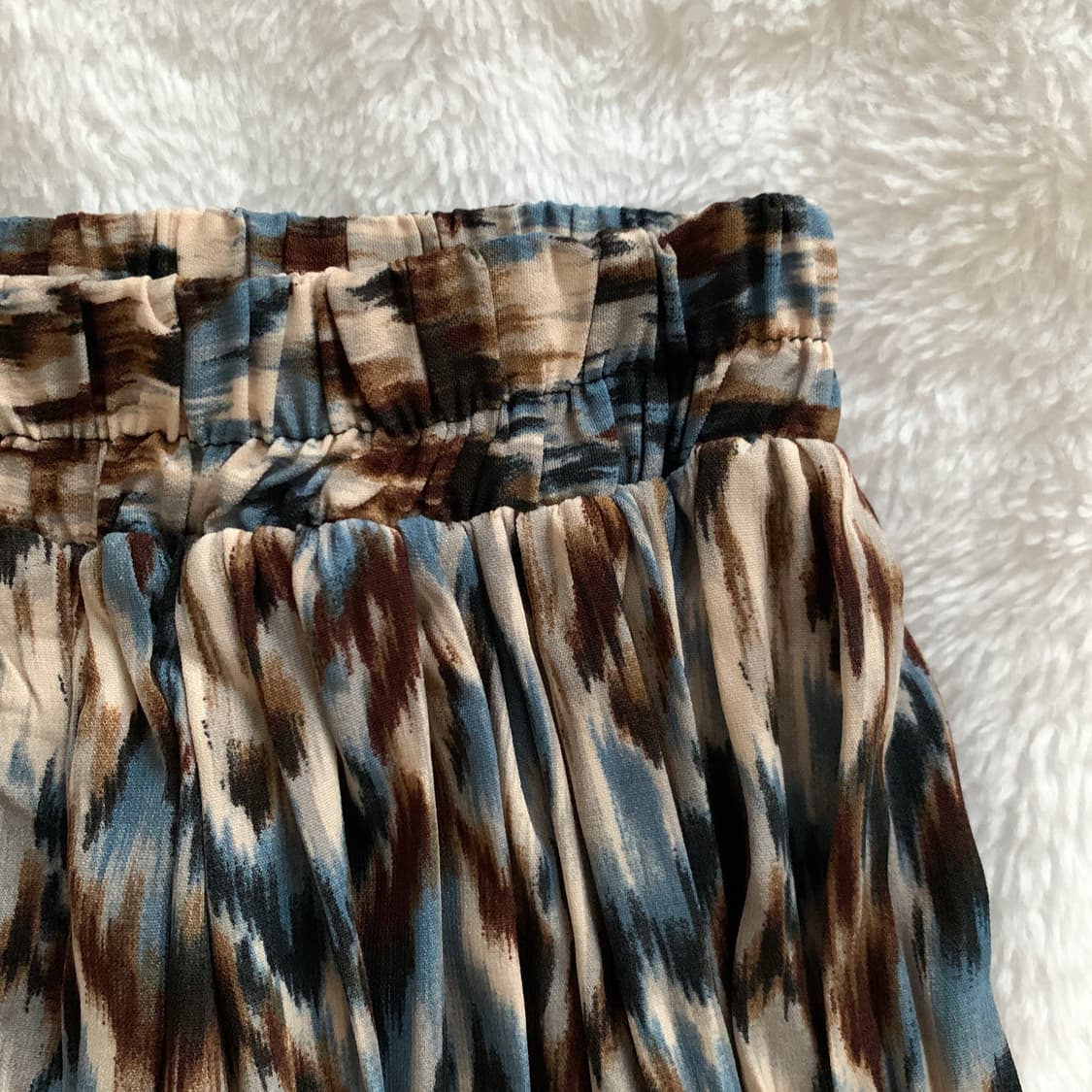 빈티지 이자벨마랑 스타일 블루 레오파드 패턴 플리츠 롱스커트 상품이미지2