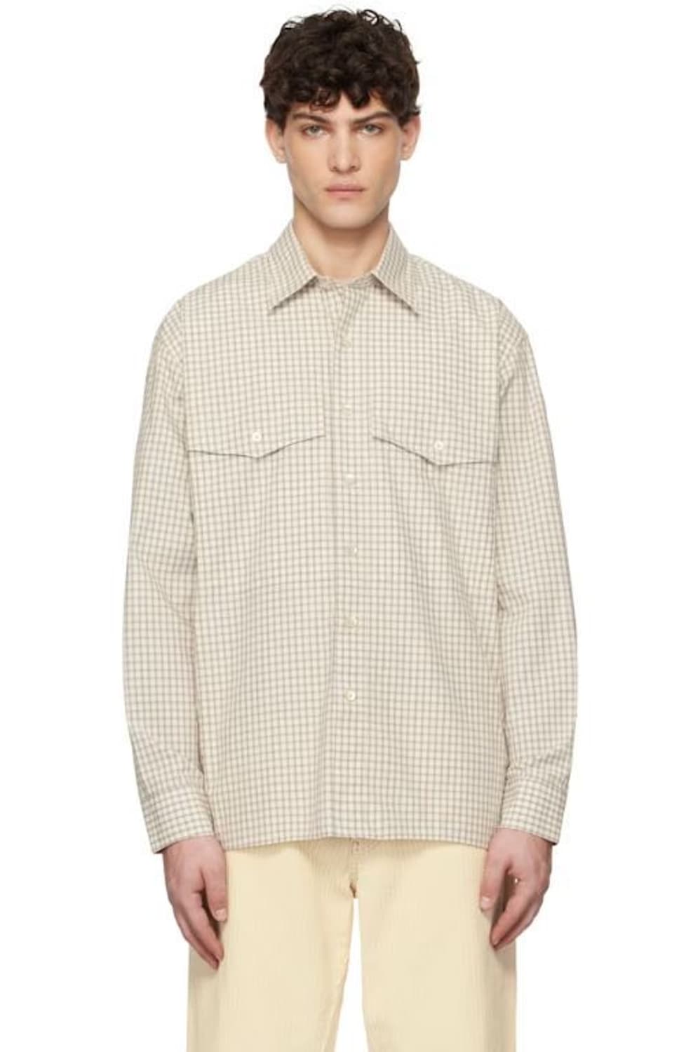 선플라워 체크 노트 셔츠 오프 화이트 상품이미지2