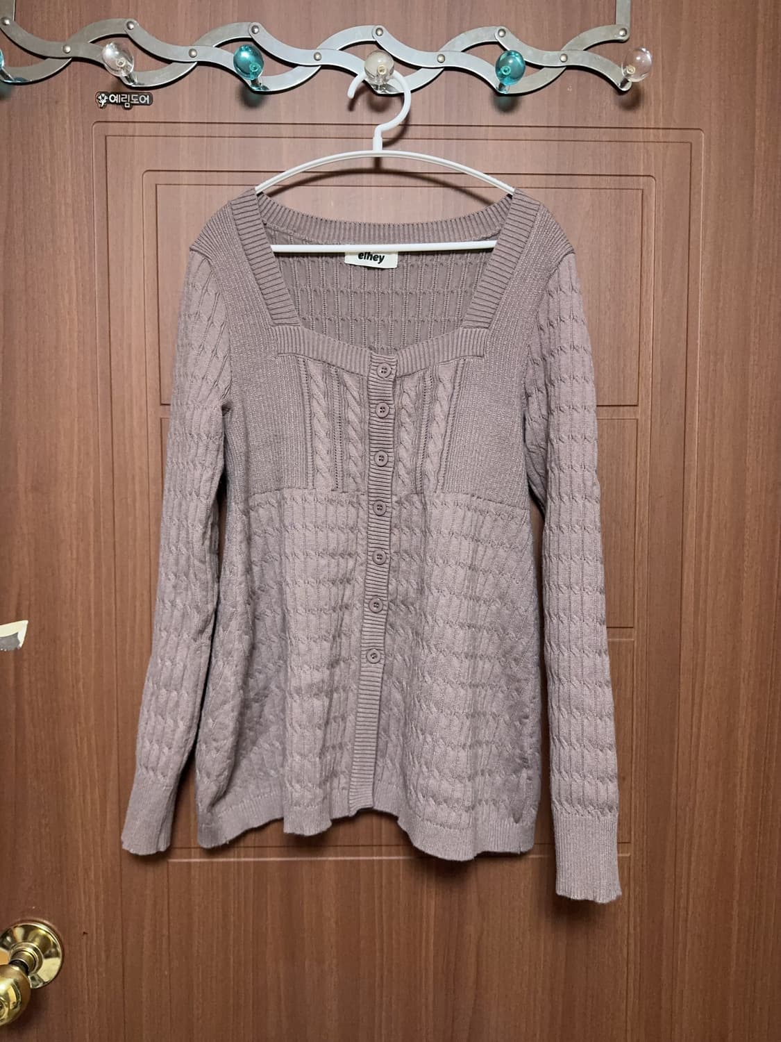 모리걸 하구미 일본 빈티지 레이스 카라 꽈배기 니트 가디건 코디세트 상품이미지5