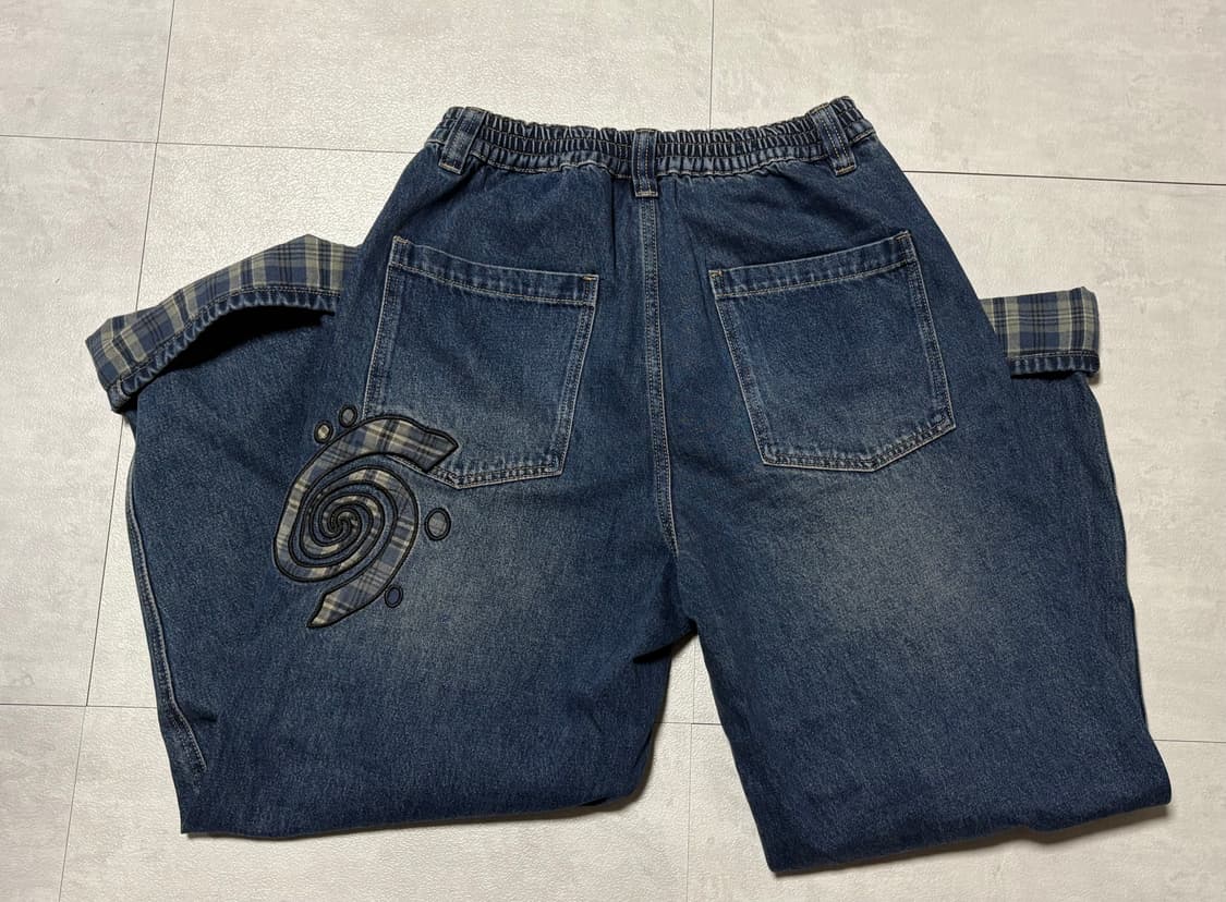 어반스터프 언커버 체크 데님 팬츠 다크블루 L 상품이미지5