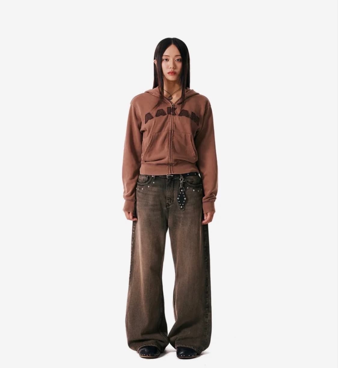 아캄 Multi Studded Denim Pants 스터드 팬츠 브라운 상품이미지3