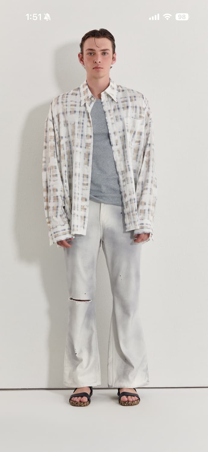 무명 화이트 더티 데님/ 1사이즈 (새상품)  상품이미지3