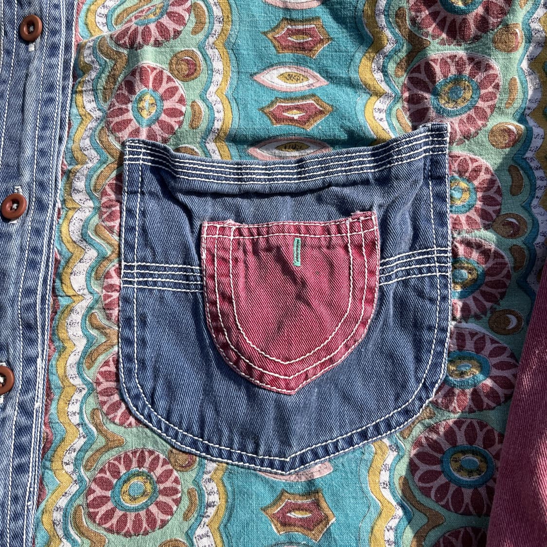 일본빈티지 배색 패턴셔츠 (실측확인) 공용!!  상품이미지3