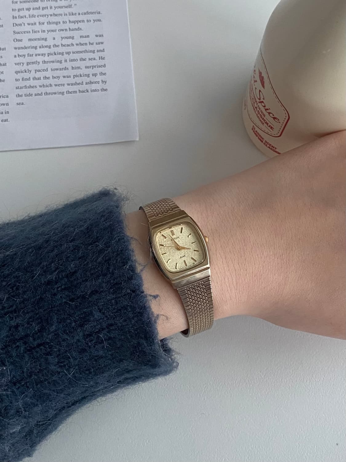 Seiko 세이코 알바 AlBA ESTATE 샴페인 골드 스퀘어 쿼츠 상품이미지6