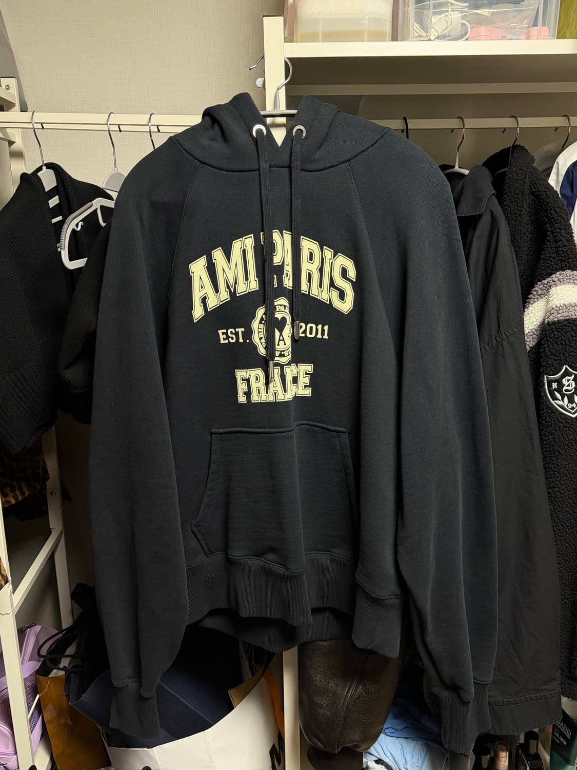 아미 파리 프랑스 후드 스웨트셔츠 블랙 L 사이즈 상품이미지1