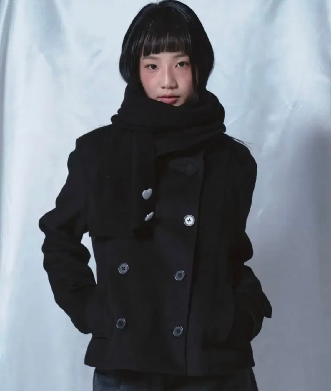 로긴 앤 로지 하트 포인트 더블버튼 하프코트 판매 상품이미지1