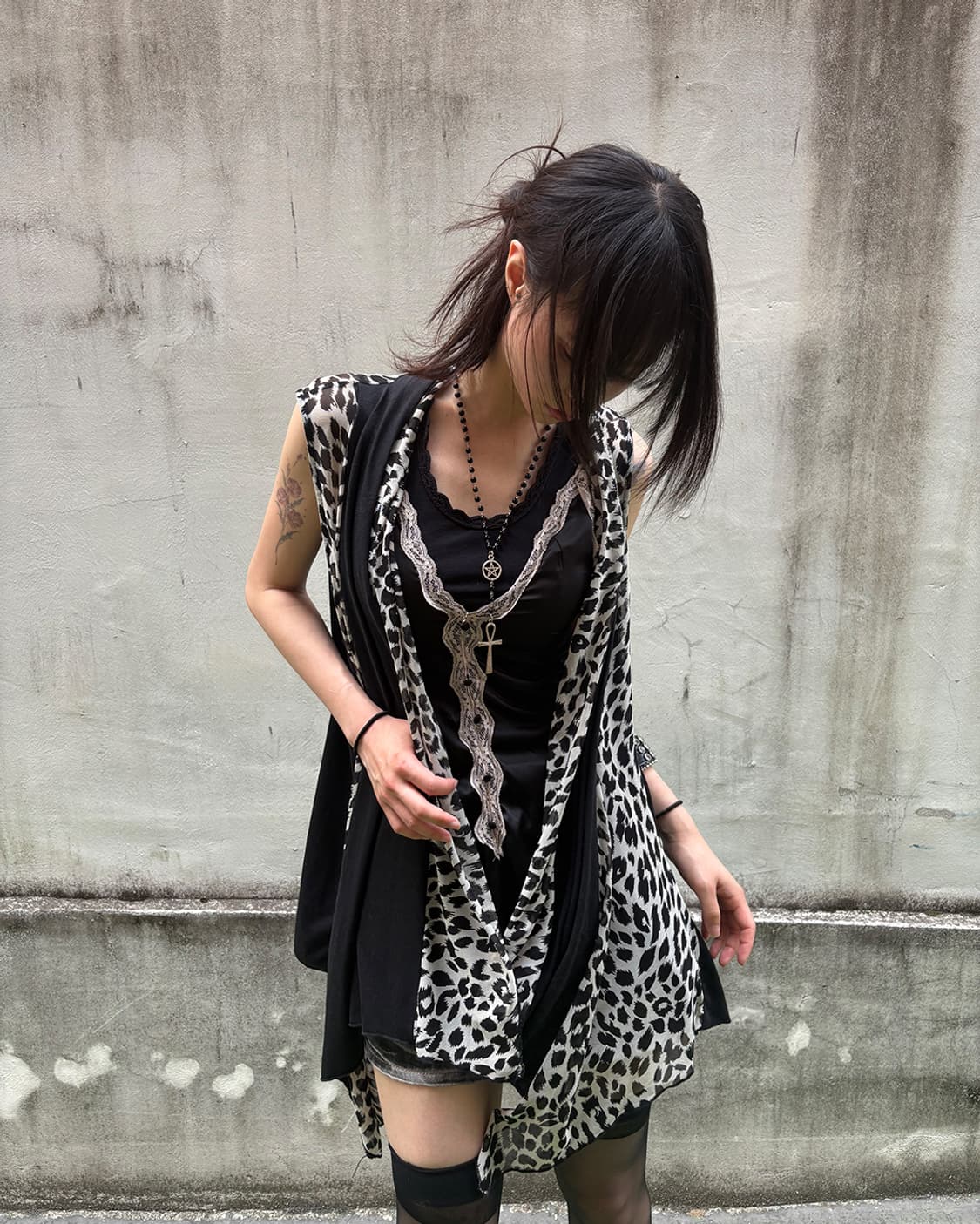 Gyaru Leopard Draped Vest 상품이미지5