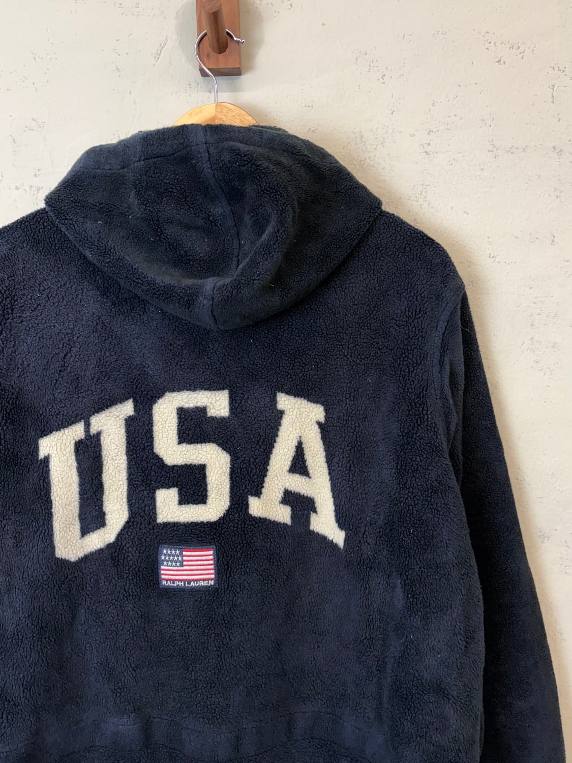 폴로스포츠 90s USA 빅로고 네이비 플리스 후드 자켓 상품이미지3