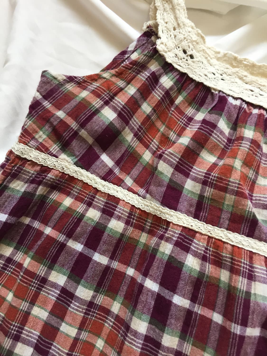 모리걸 하구미 체크 레이스 나시 상품이미지3