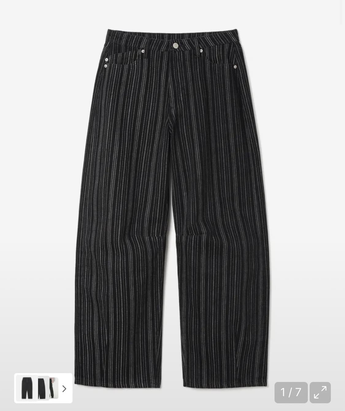 밀로우먼 스트라이프 벌룬 진 워시드 블랙 S 상품이미지1