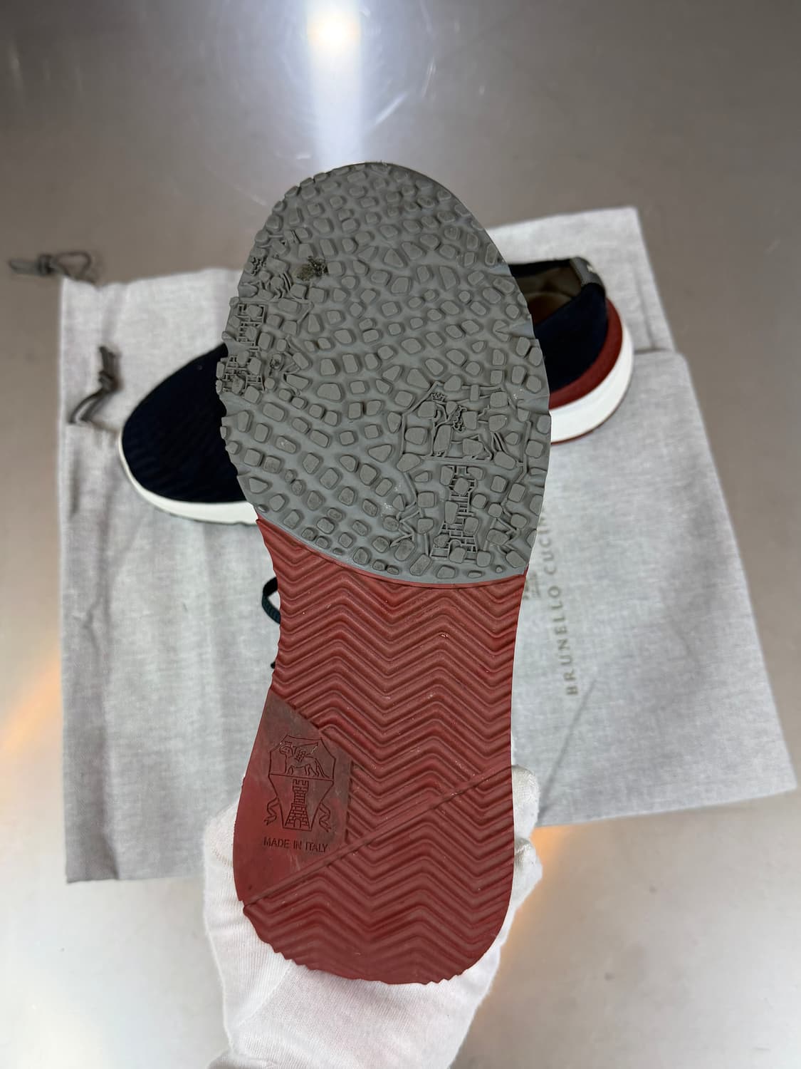 [리오브] 브루넬로 쿠치넬리 니트 폴리쉬드 카프스킨 러너 스니커즈 상품이미지4