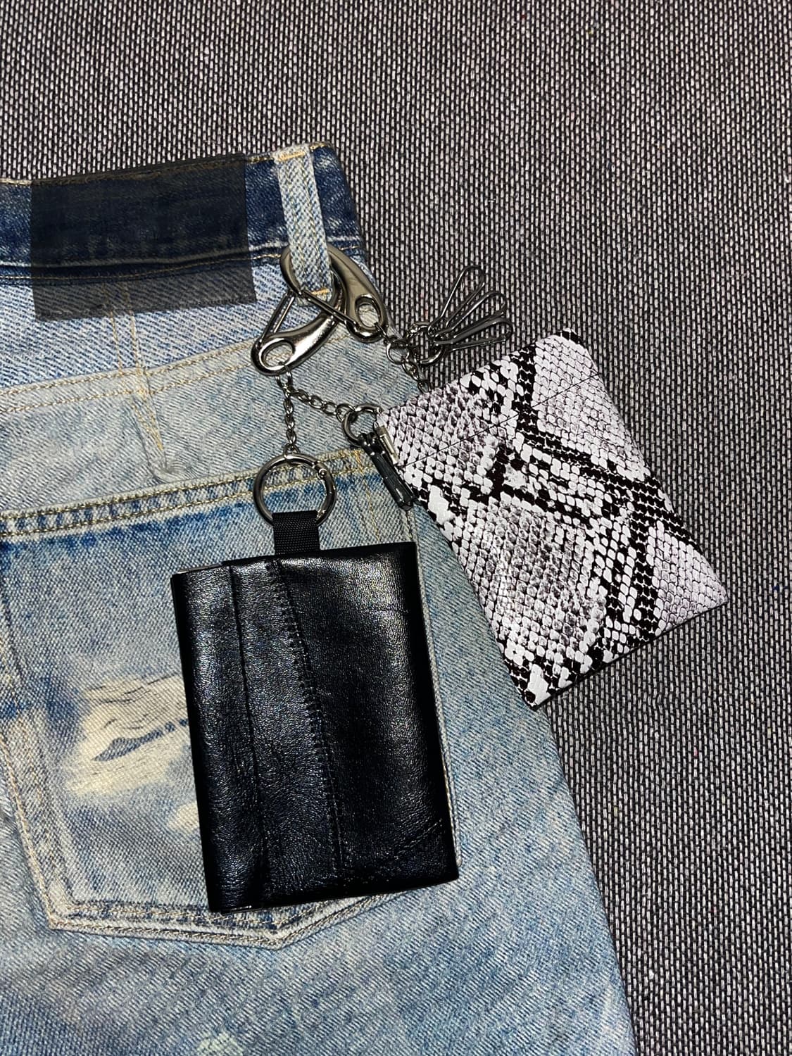 파이톤 레더 파우치 키링 세트 상품이미지1