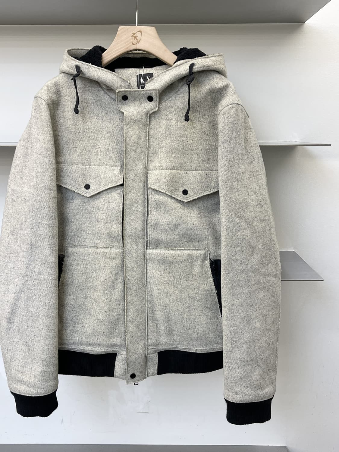 아르마니 익스체인지 투포켓 울 후드 자켓 상품이미지3