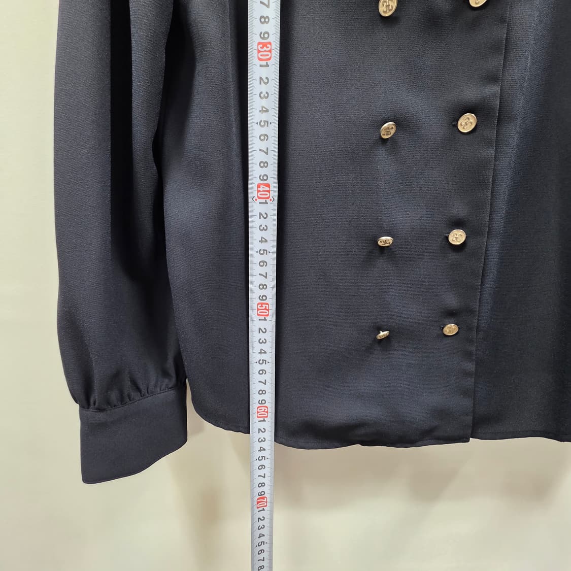 0142[JJ.RO] 배색 카라 더블버튼 블라우스 / 블랙 상품이미지4