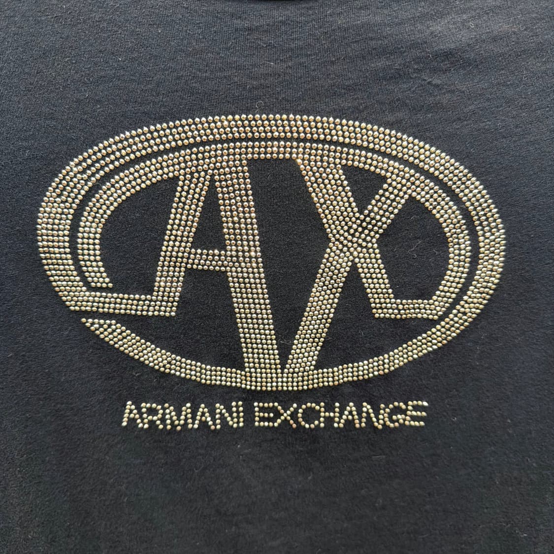 아르마니 익스체인지 캡소매 티셔츠 로고 큐빅 장식 디테일 슬림핏 네이비 상품이미지6