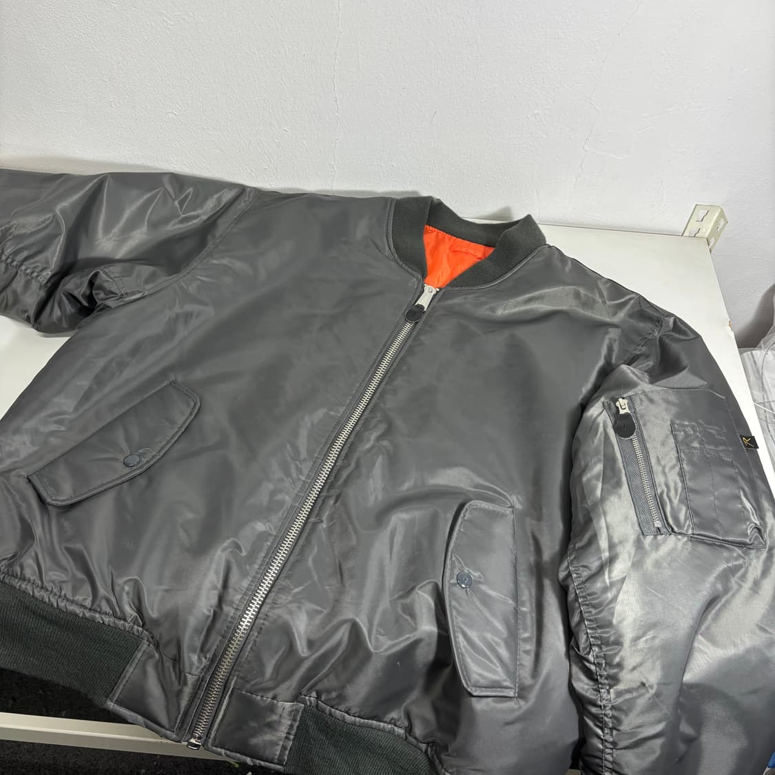 XXL 로스코 카키그레이 오버핏 누빔 항공점퍼 상품이미지1