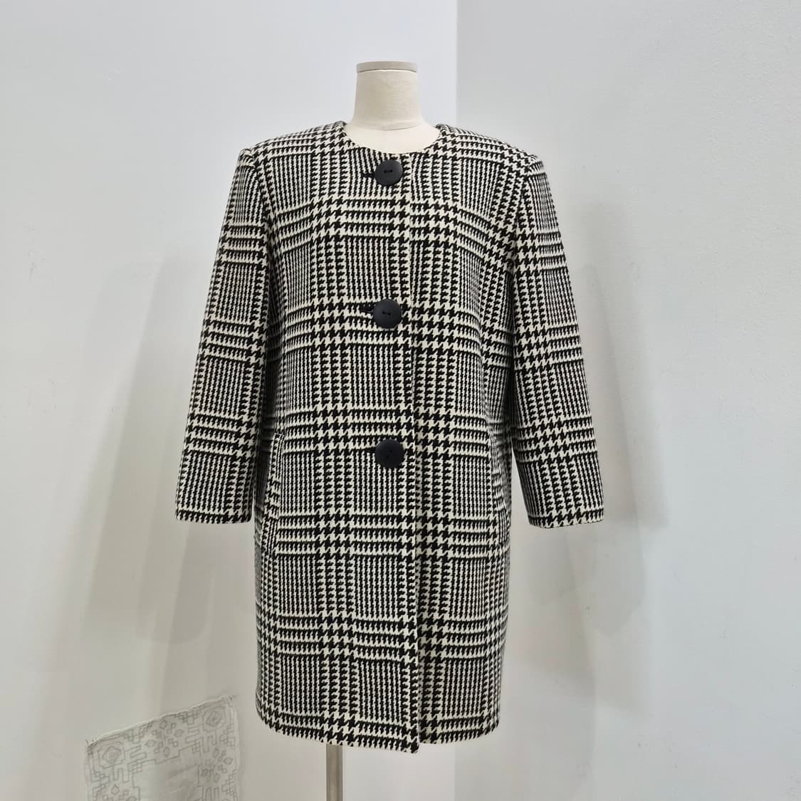 울 하운드투스 체크 클래식 코트 상품이미지3