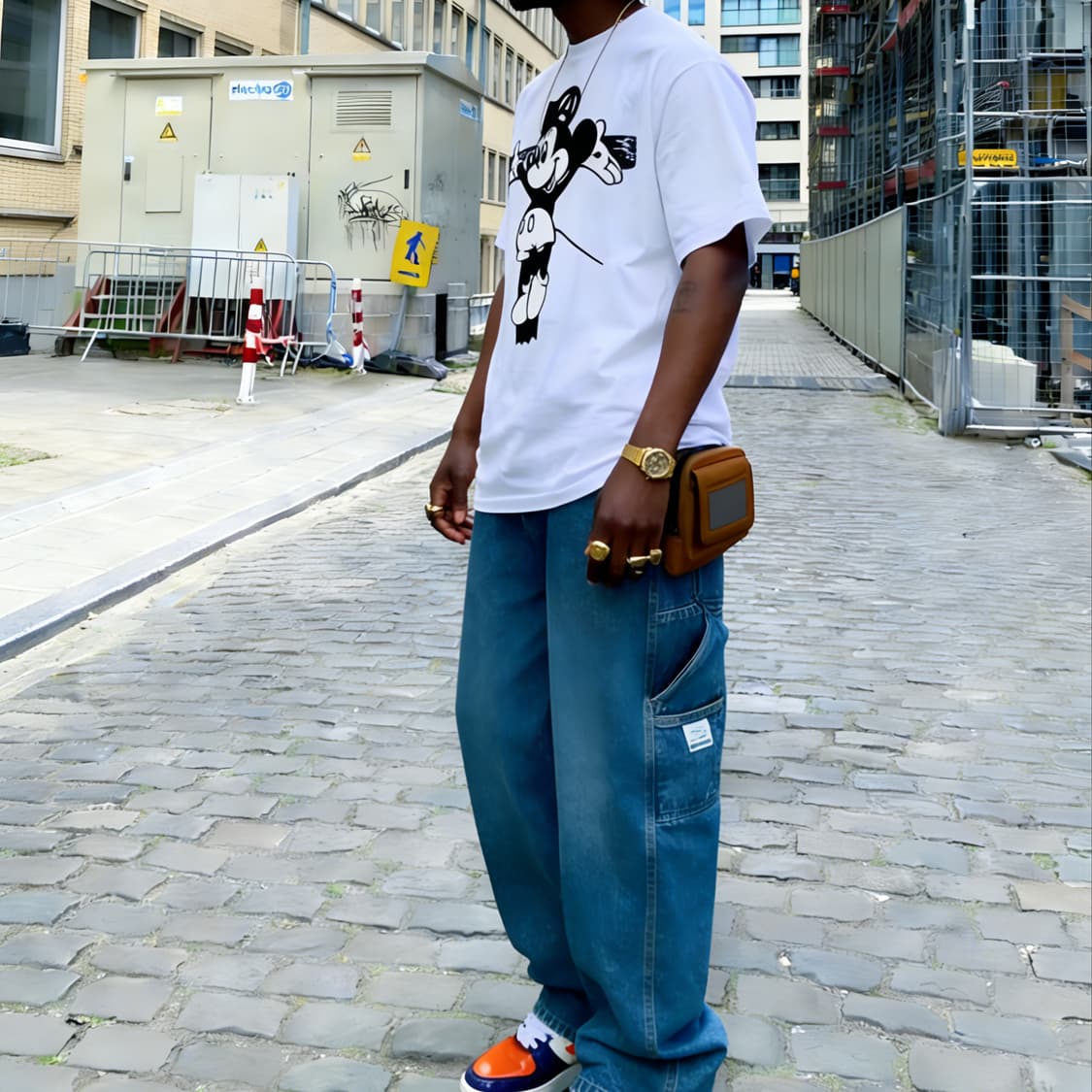 커스텀 미키 프린트 오버사이즈 반팔 상품이미지4