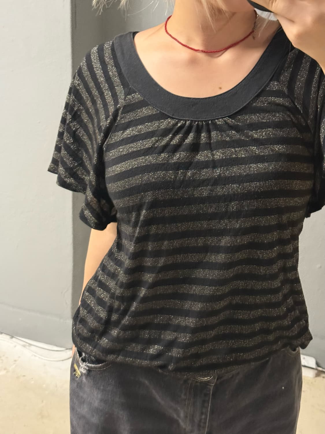 glitter stripe pattern top 상품이미지2