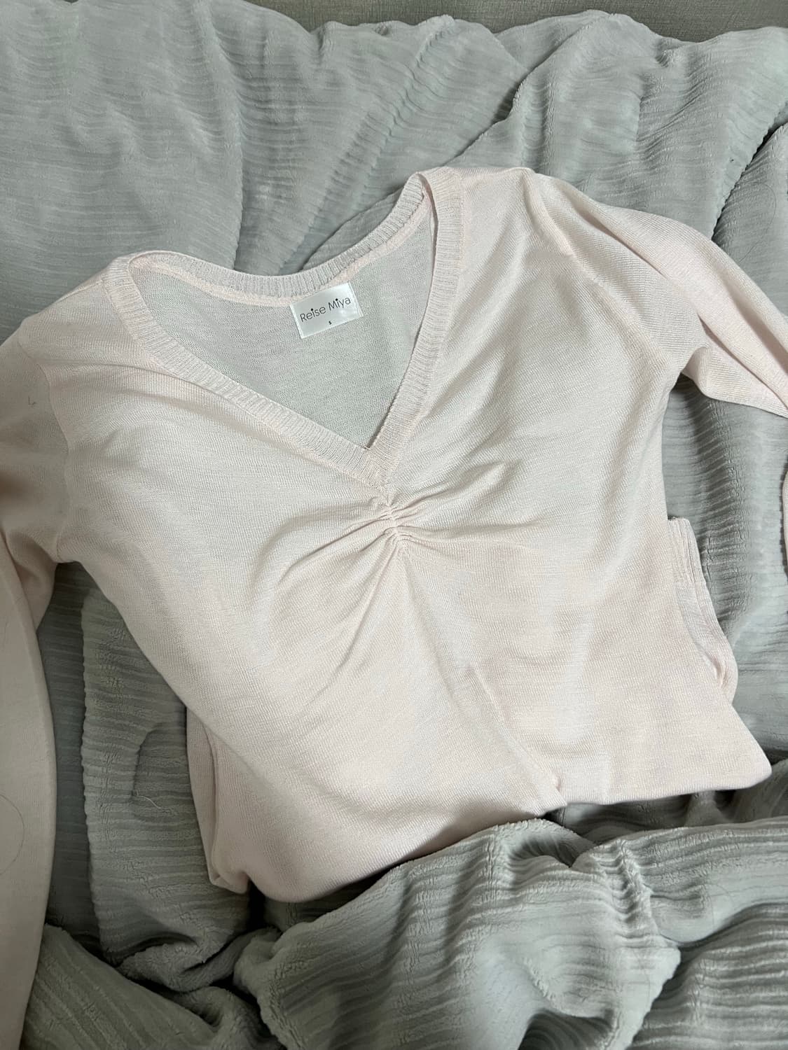 레이즈미야 아이리 셔링 니트 핑크 s 상품이미지2