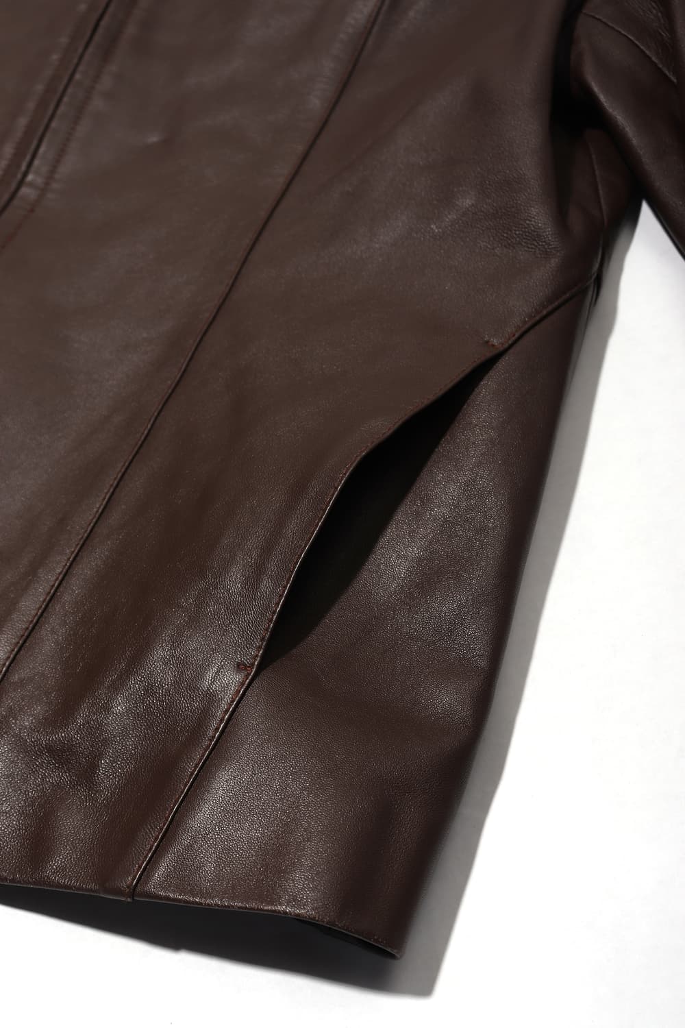 CROCODILE 램스킨 집업 9부 가죽 재킷 women Free 상품이미지8