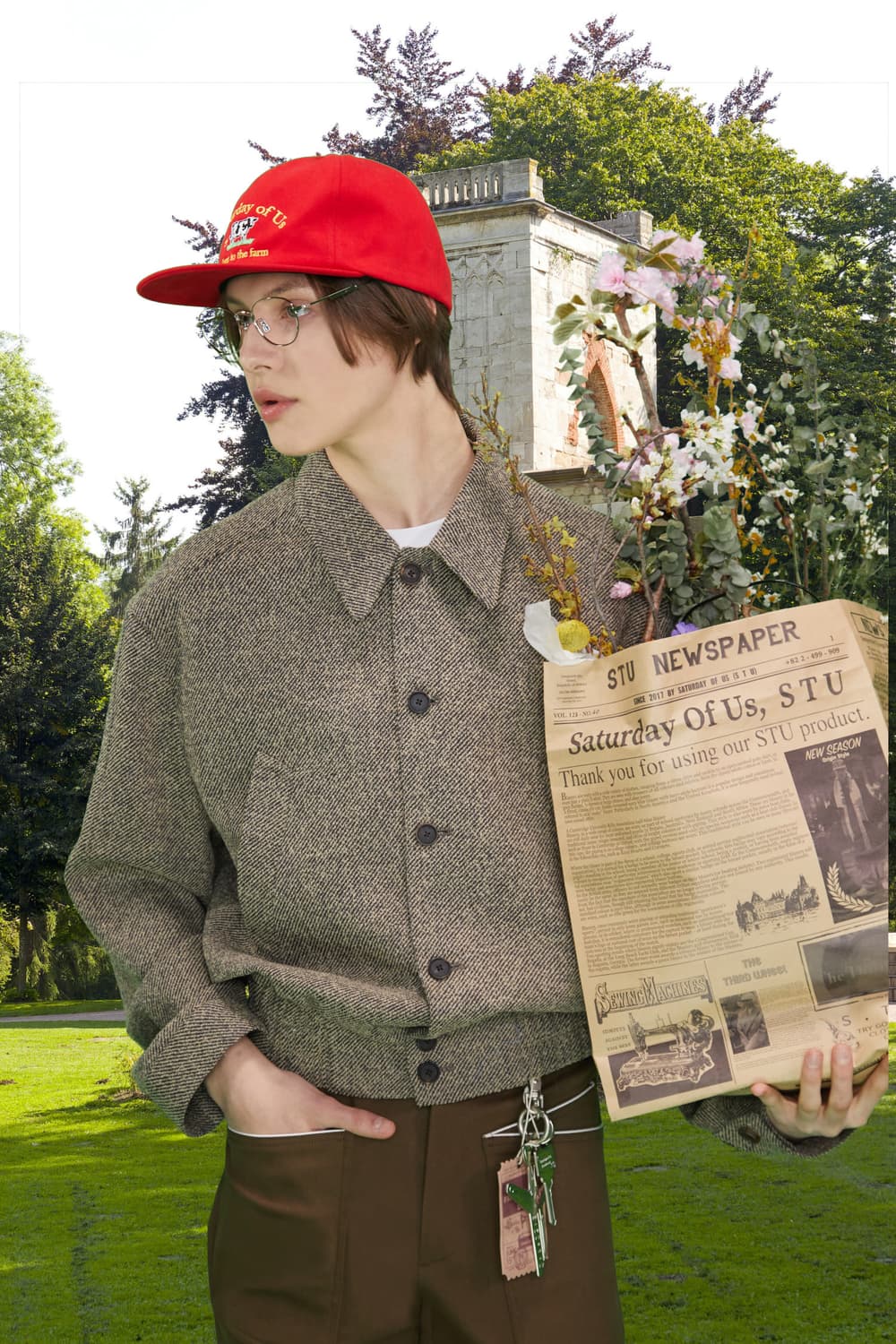 [M] STU 트윌 밴딩 자켓 베이지 브라운 상품이미지1