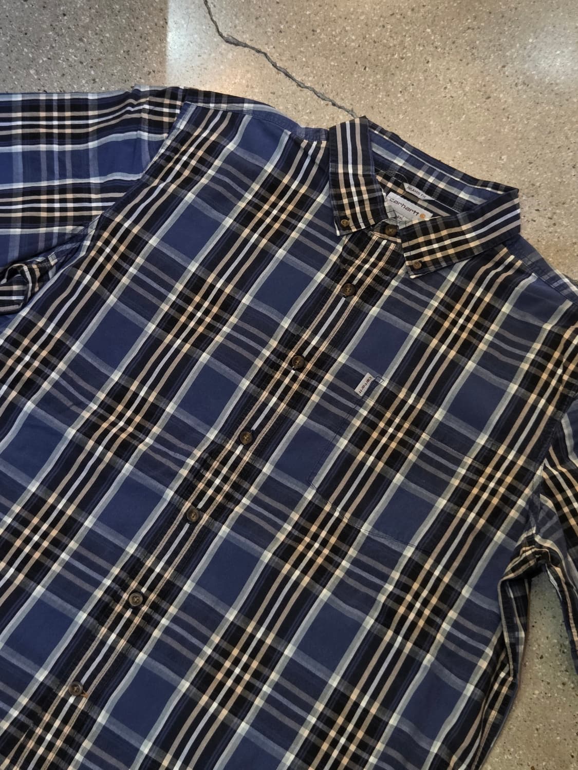 칼하트 블루체크 반팔셔츠 상품이미지1