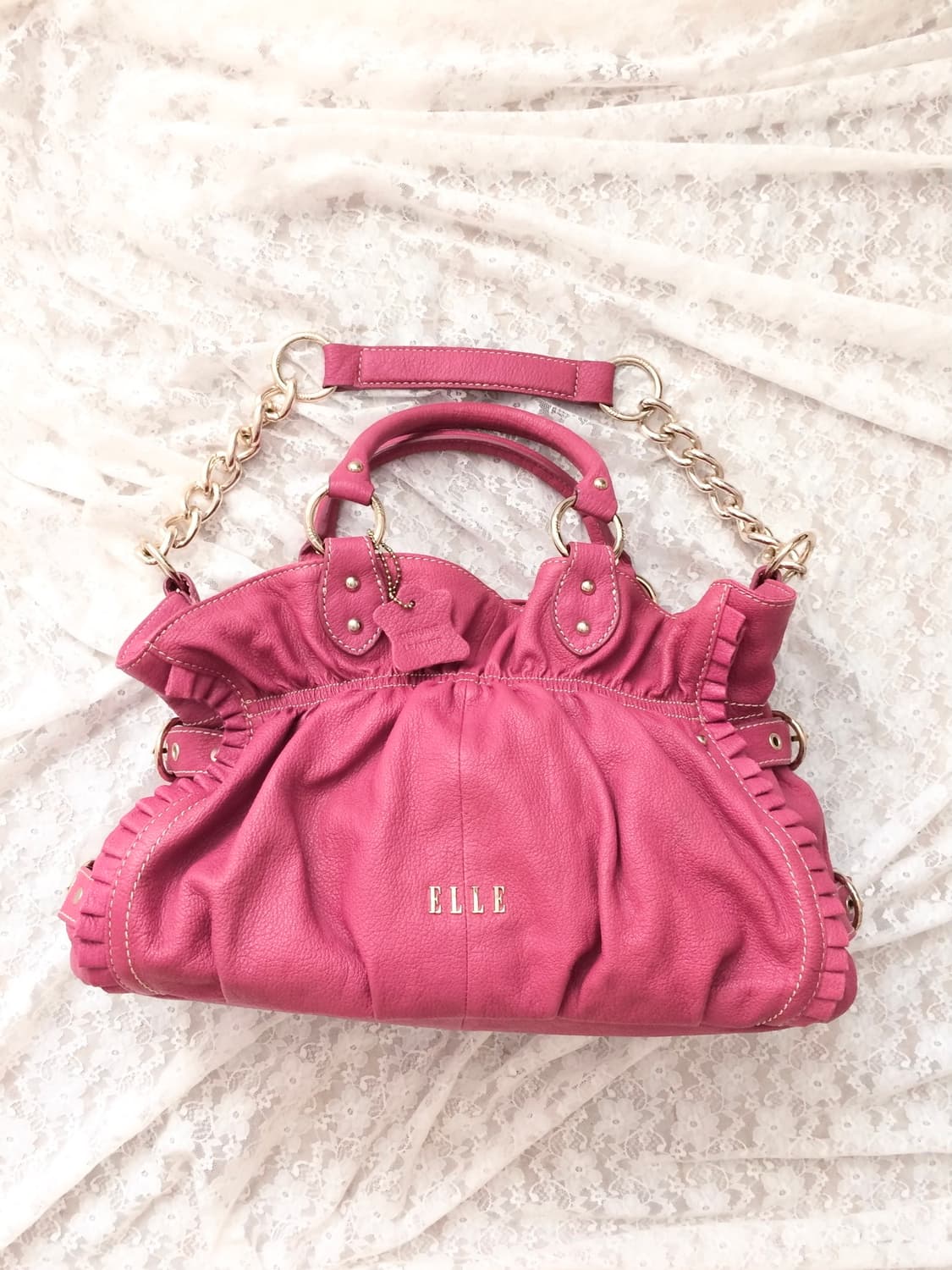 Vintage ELLE magenta pink genuine leathe 상품이미지1