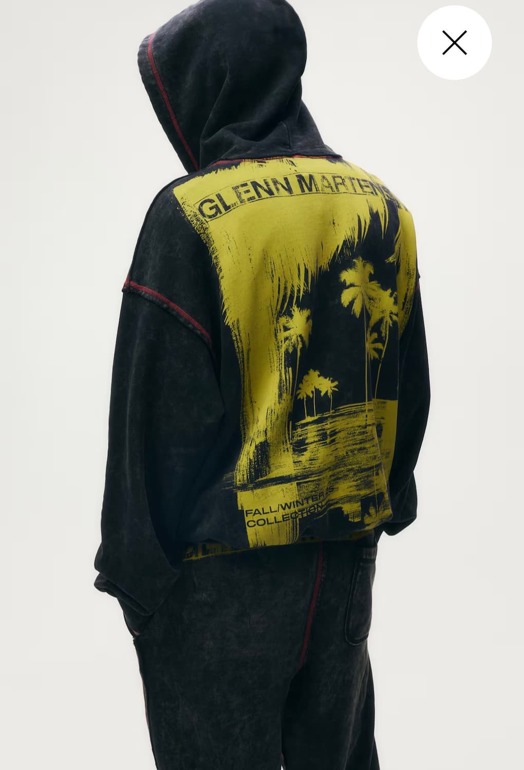 M) 에이치앤엠 x 글렌 마틴스 후드 후드티 다크 브라운 h&m 상품이미지4