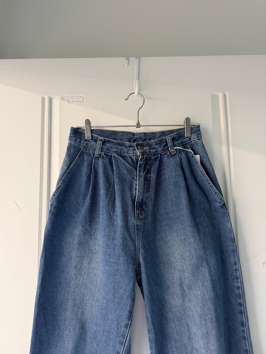 일본빈티지 와이드 핀턱 중청 데님 상품이미지7