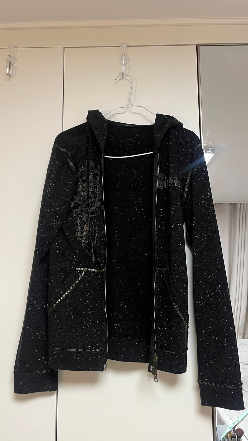 빈티지 스팽글 블랙 후드 집업 상품이미지2
