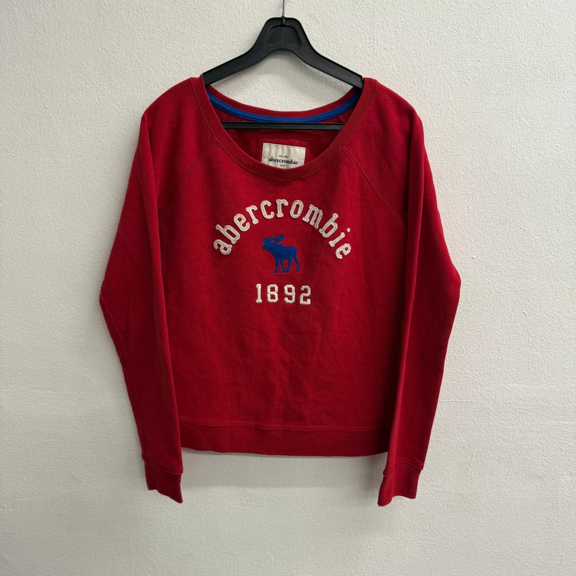아베크롬비 키즈 크롭 레터링 레드 맨투맨 XL 상품이미지1