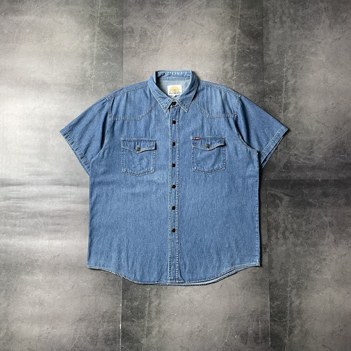 UNKNOWN 빈티지 코튼 데님 웨스턴 반팔 셔츠 A00791 상품이미지1
