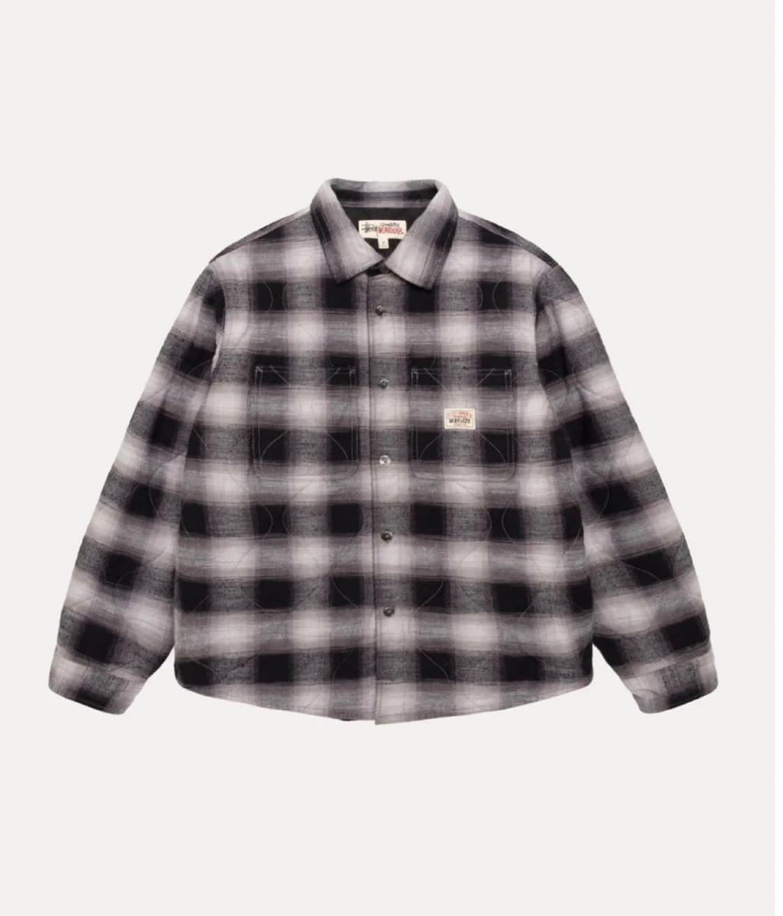 스투시 25FW 25AW 퀄티드 플레이드 셔츠 자켓 그레이 상품이미지4