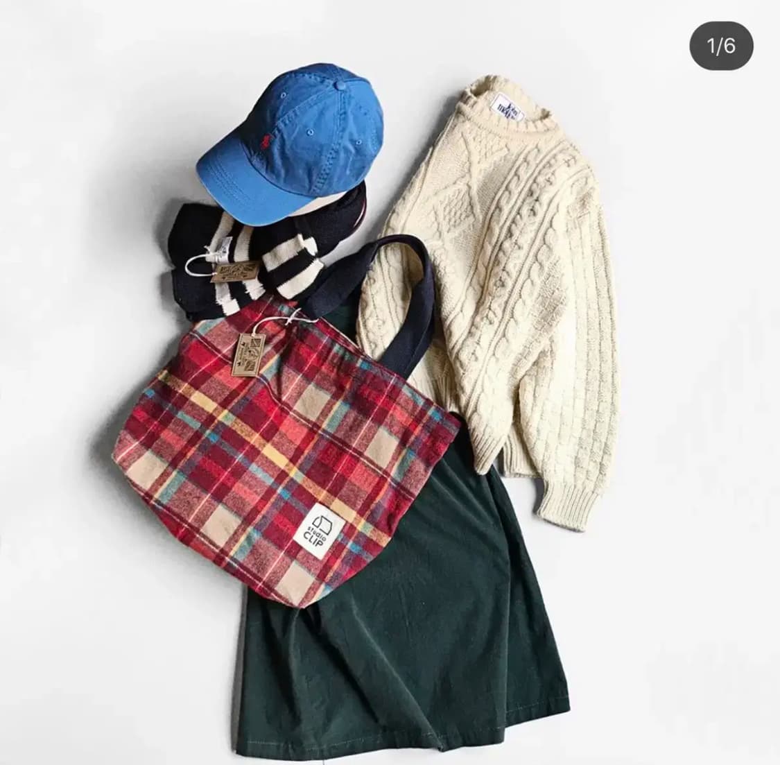 studio CLIP 플란넬 체크 토트백 상품이미지1