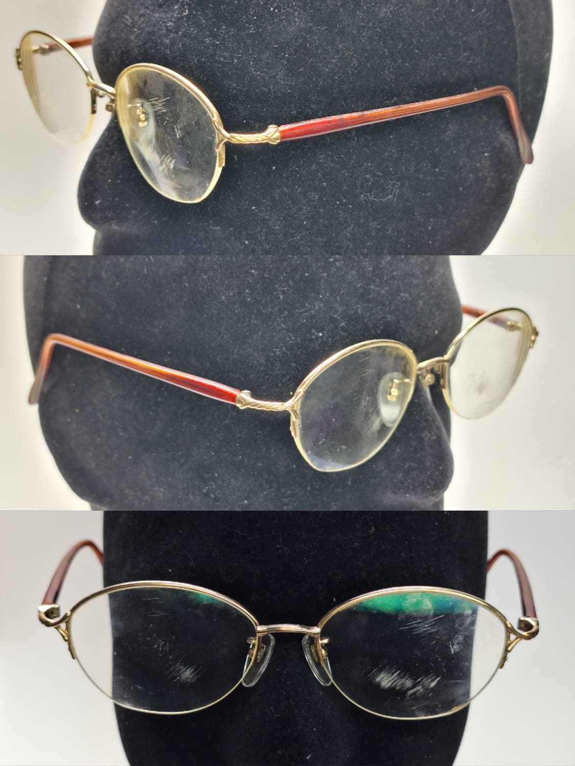 00s 일본 빈티지/버버리 475 골드 티타늄 반무테 안경테 클래식 상품이미지9