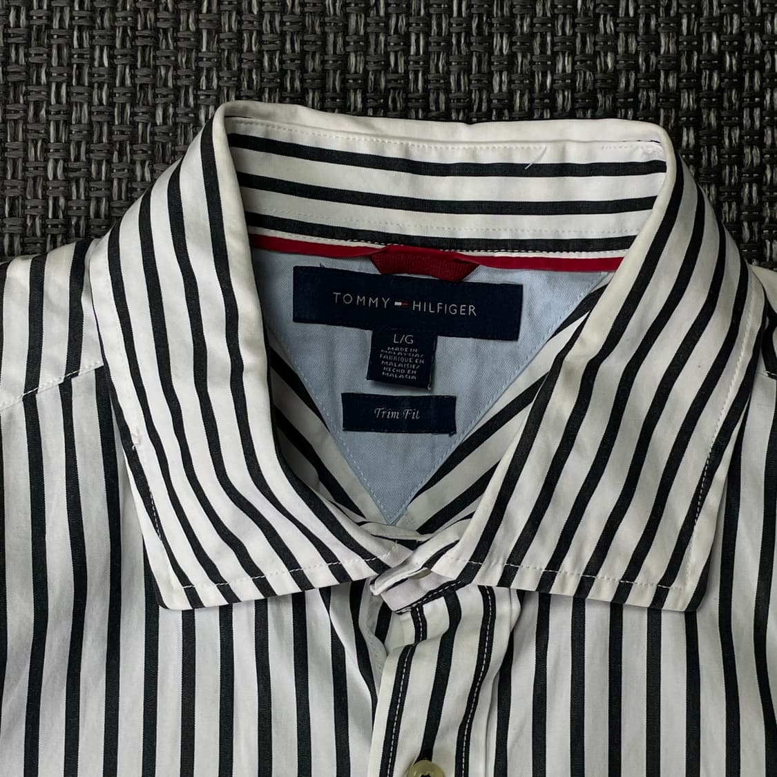 타미힐피거 스트라이프 트림핏 반팔 셔츠 L 상품이미지4