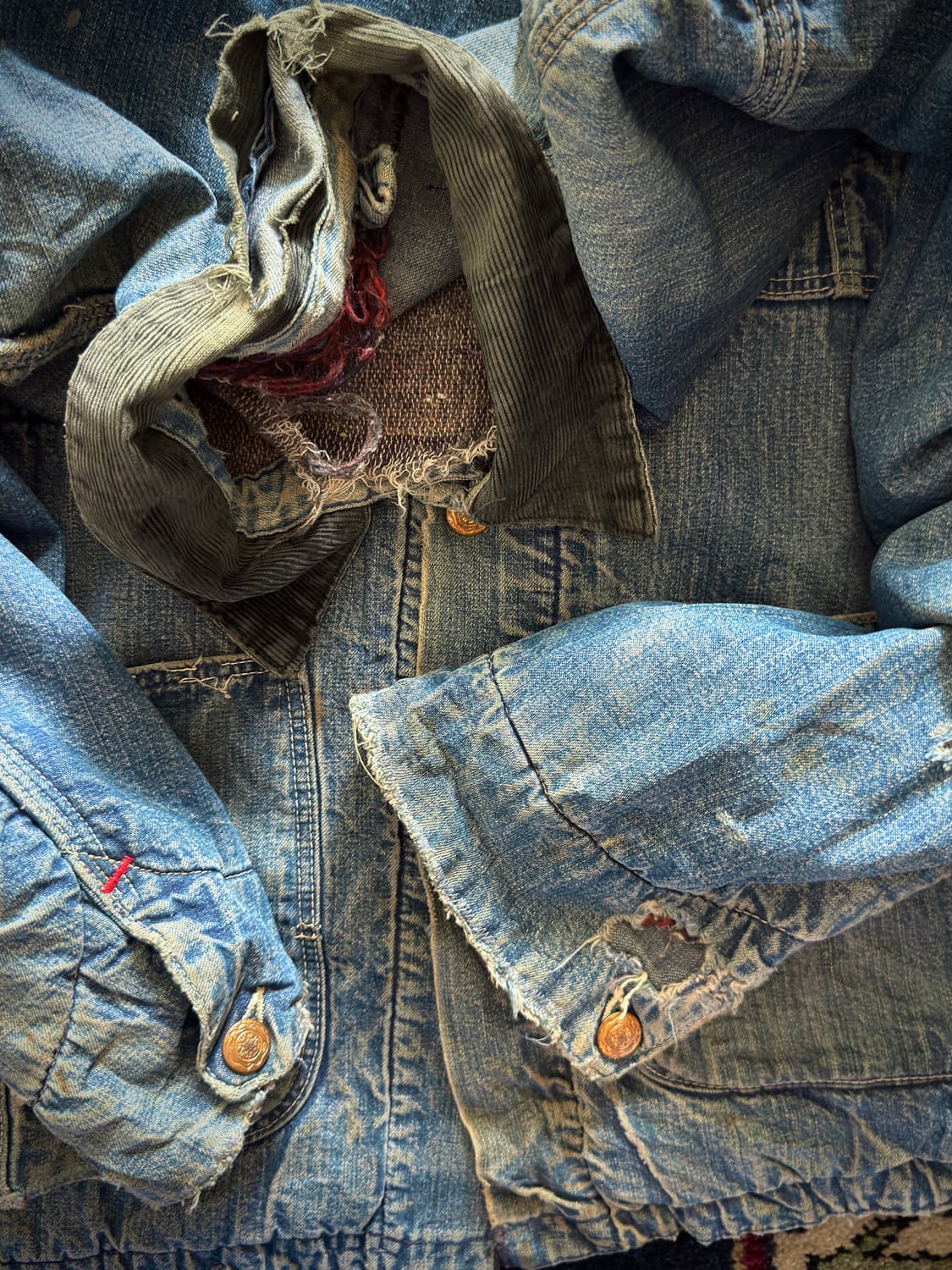 60s USA Sears 하드 페이딩 디스트로이드 데님 초어 워크자켓 상품이미지8