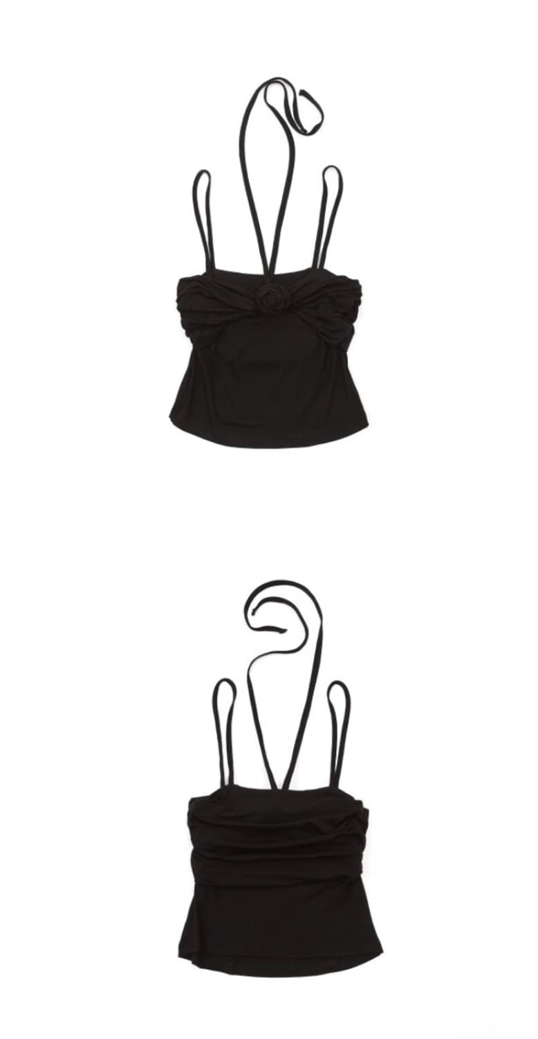 아수라 플라워 스트링 슬리브리스 블랙 상품이미지5