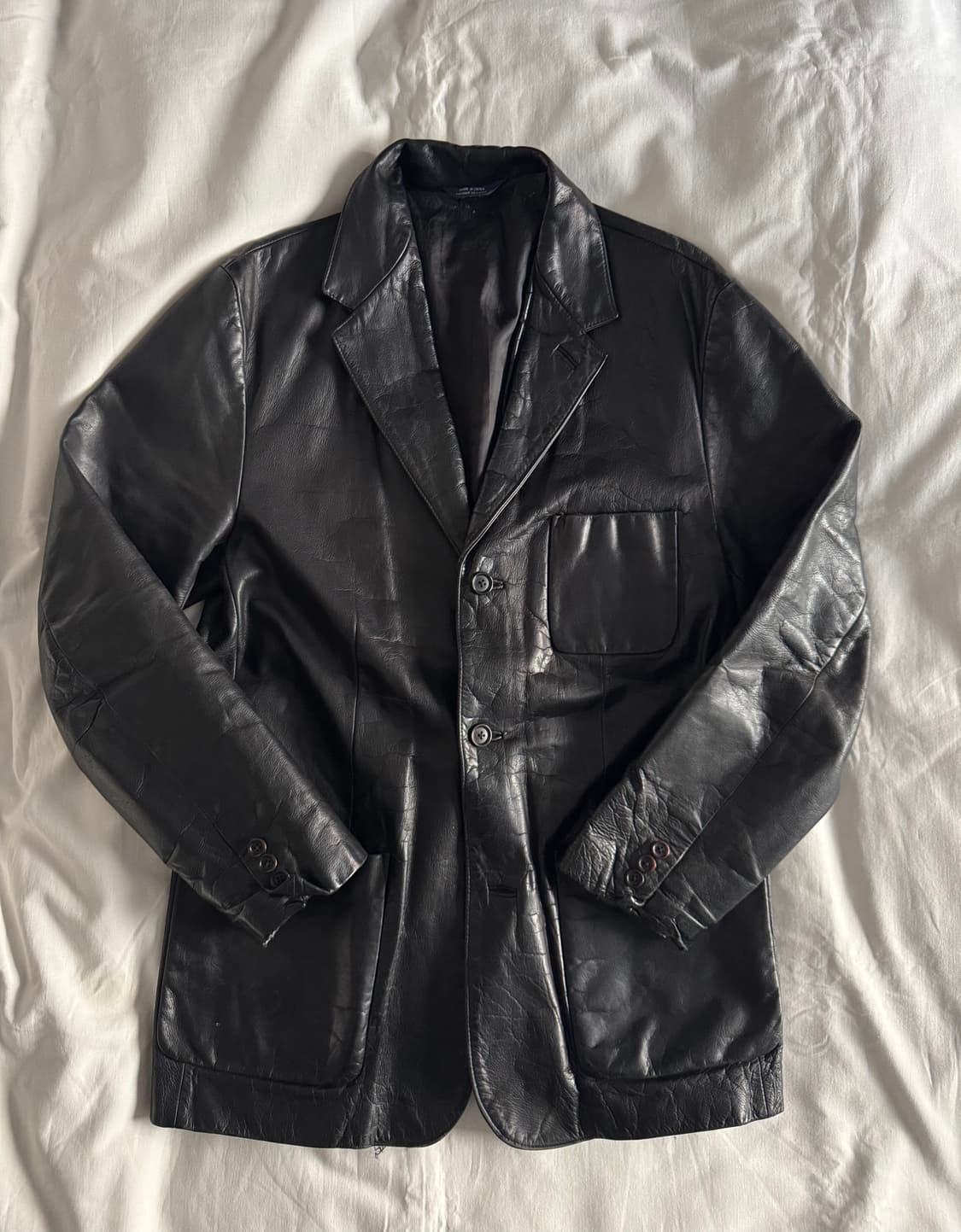 [M] 올드갭 싱글 레더 하프 자켓 상품이미지1