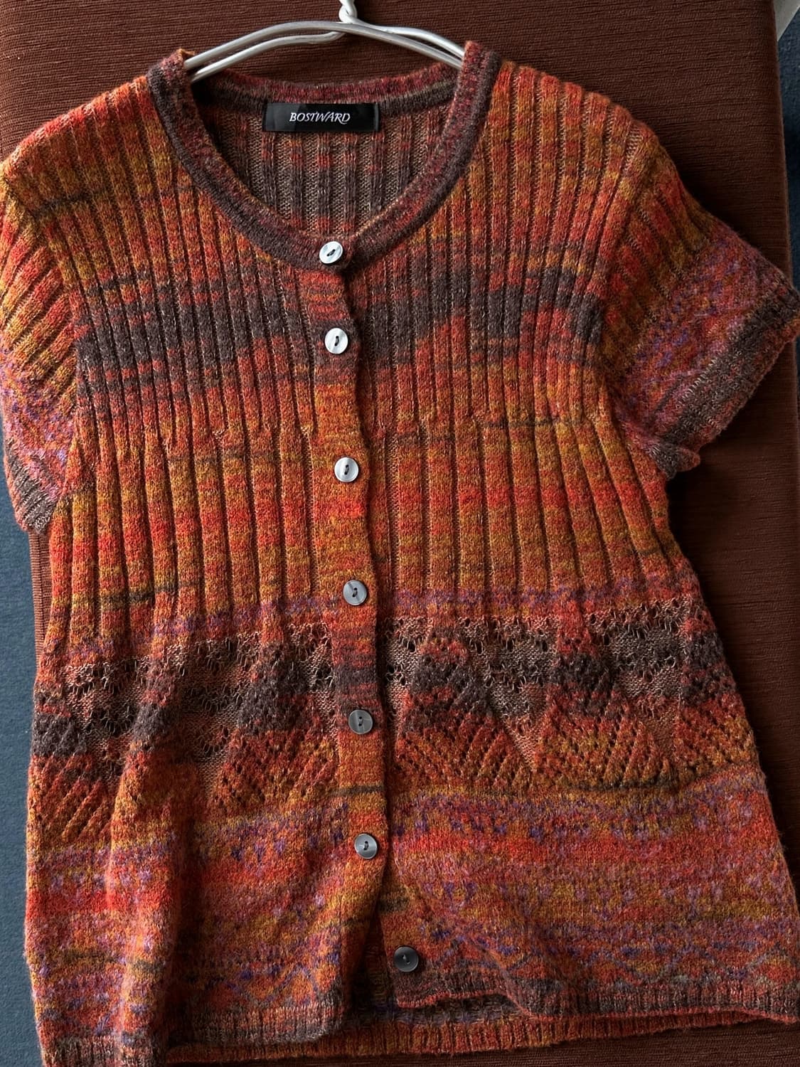 Mohair blend panel knit cardigan top 상품이미지1