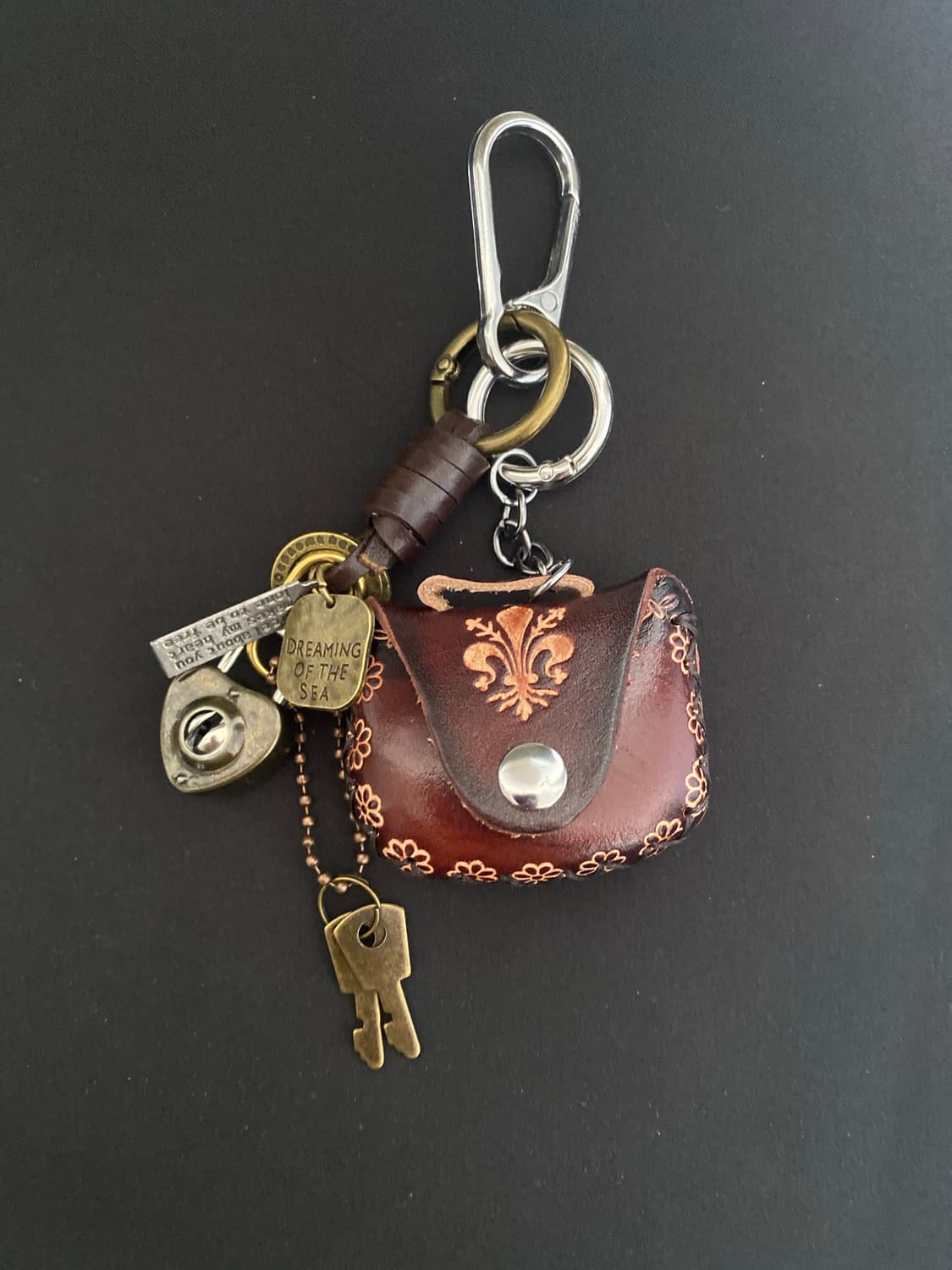 빈티지 레더 미니 파우치 키링 상품이미지1