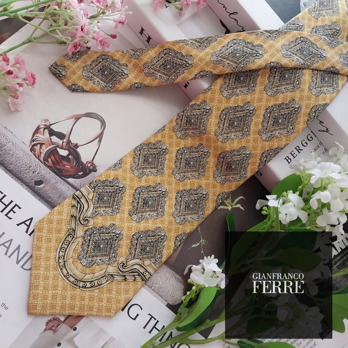 지안프랑코 페레 오너먼트 패턴 넥타이 9.6cm S~A+등급 K2475 상품이미지2