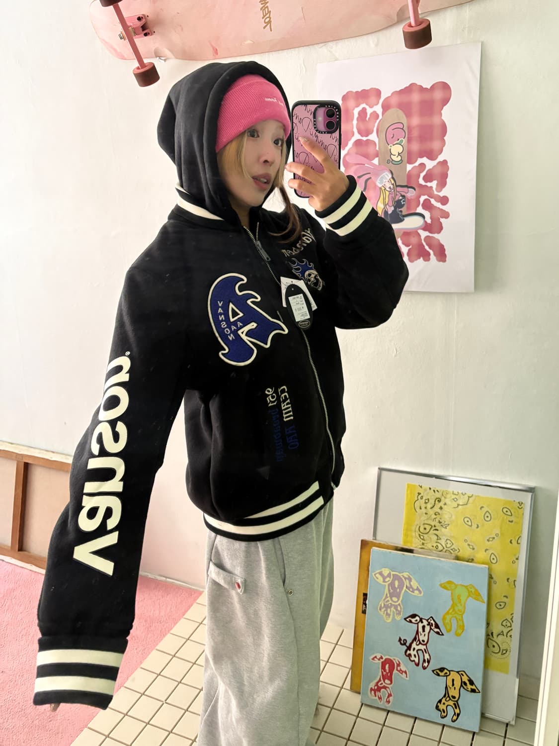 x AAO crop varsity jacket 크롭 바시티 자켓 상품이미지7