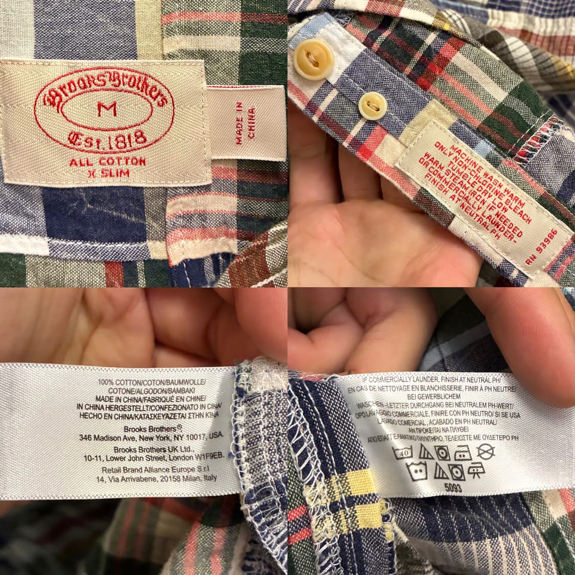 (M)브룩스브라더스 마드라스 패치워크 코튼 버튼다운 셔츠 상품이미지10