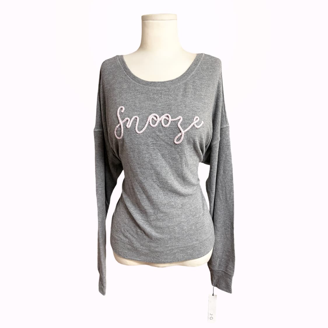 (이체시에눌) 일본 하이틴 데일리 갸루 핑크 레터링 그레이 롱 슬리브 티 상품이미지2